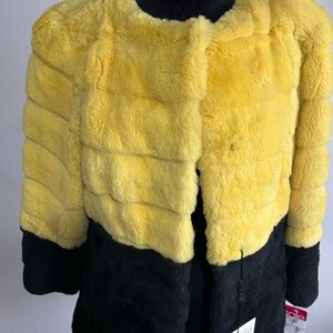Yellow and Black Rabbit Fur Jacket